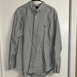 Ralph Lauren Men's Green and Blue Plaid Shirt